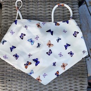 Forever 21 Y2K butterfly triangle crop top with tie back silky material large